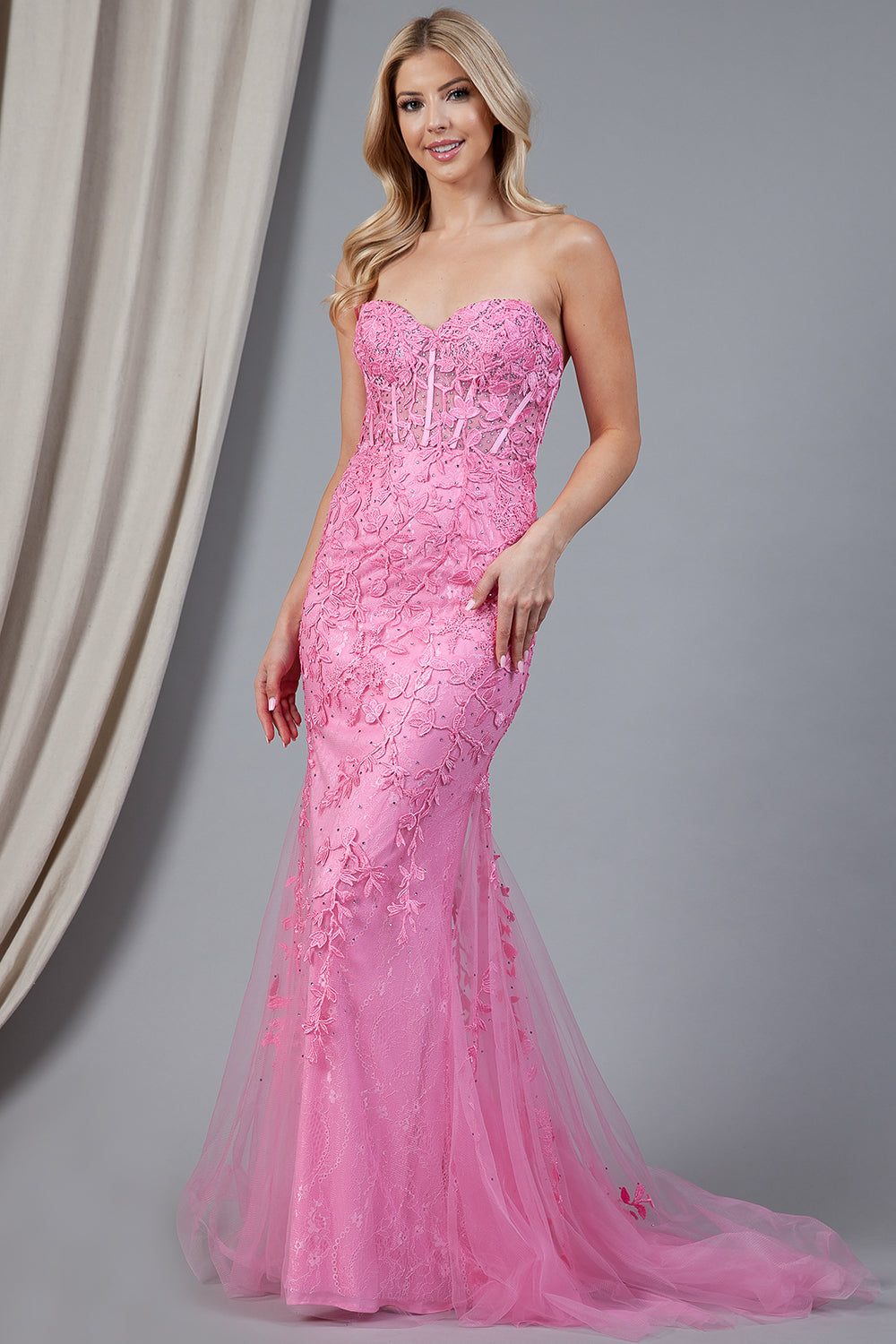 strapless open back dress Embellished Scoop-Neck Backless Maxi Dress in Ivory - 8