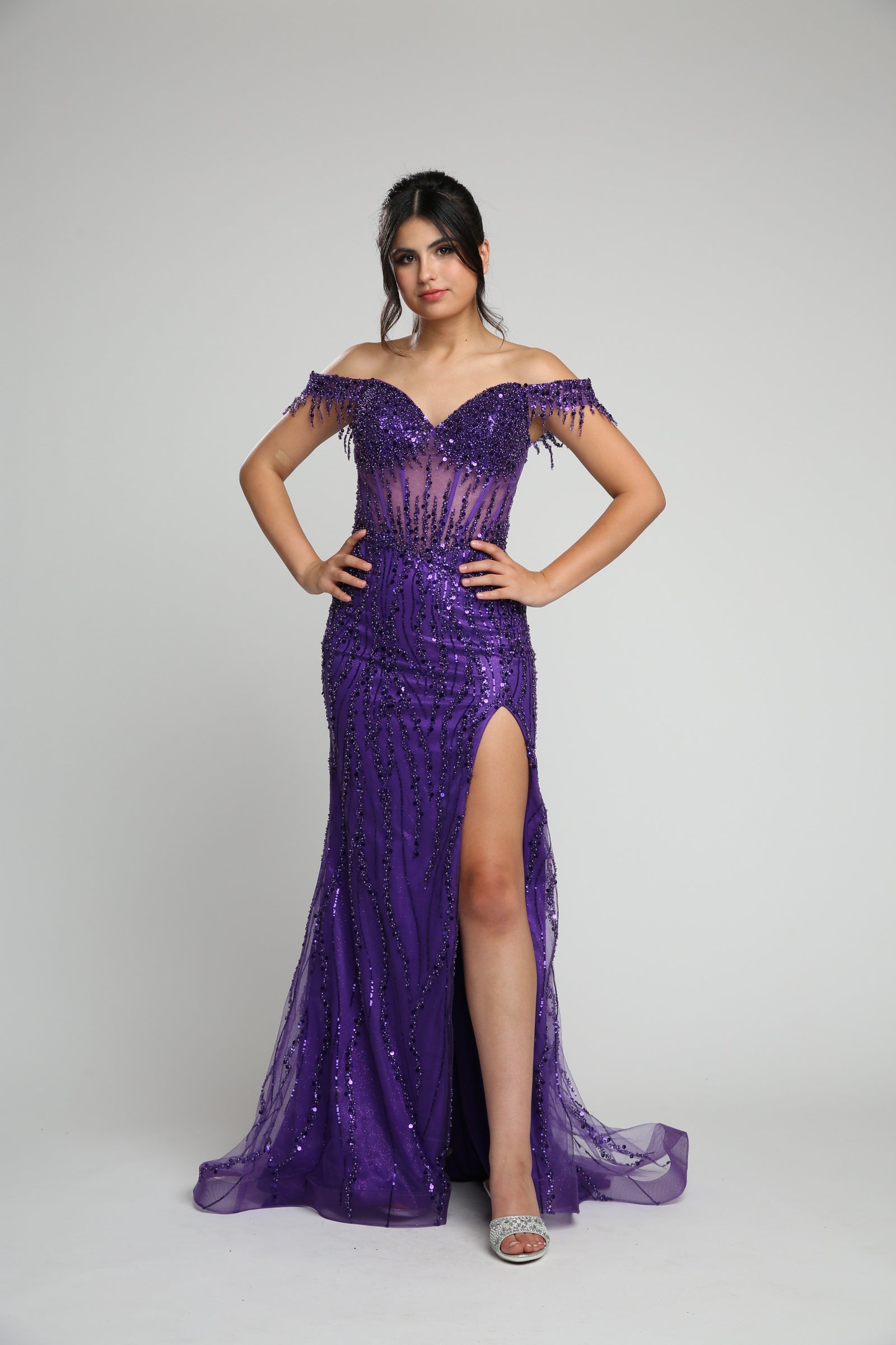 希少　PARADIS No.5 purple fashion Halter neck chiffon purple dress