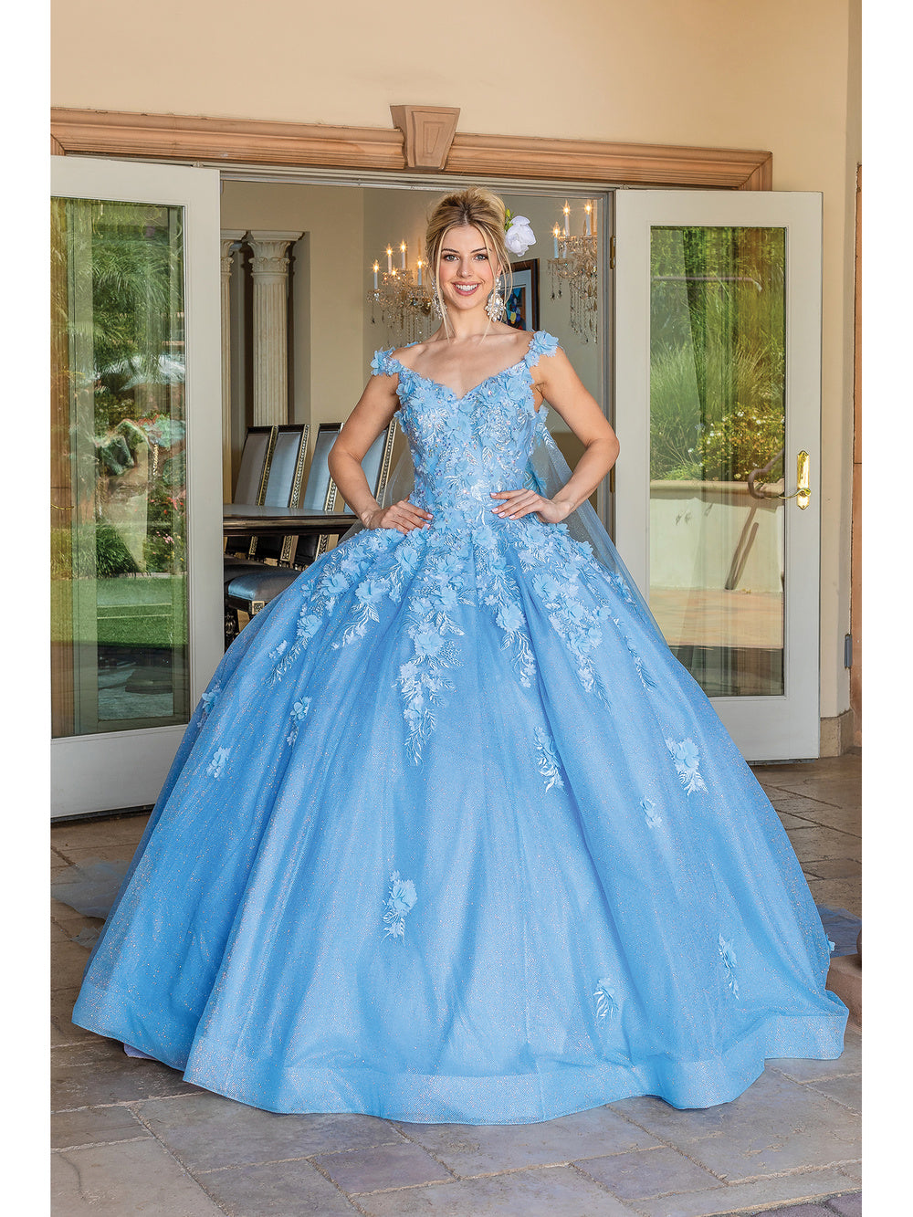 bahama blue quince dress Dancing Queen 5037 Long Quinceanera Dress Bahama Blue / XLarge